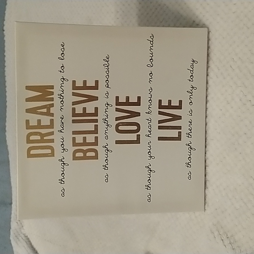 Dream believe love and live  Plauqe